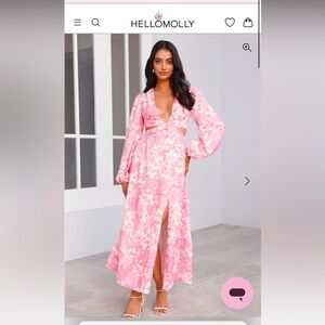 Pink floral midi dress Hello Molly